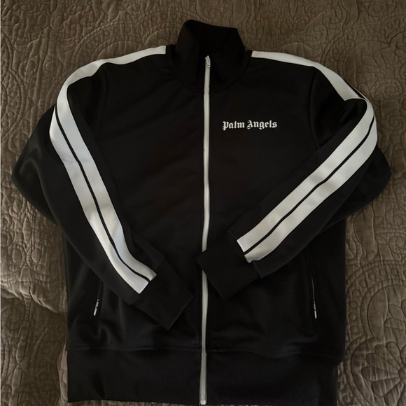 Palm Angels Black Jacket with White Stripes - Picture 1 of 4